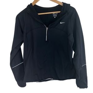 Nike Dri-Fit 1/2 Zip Pocket Womens Reflective Running Hoodie Black Size Medium